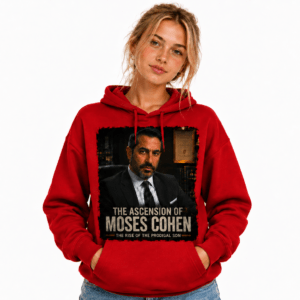 Woman wearing Nathaniel Moskowitz Red Hoodie
